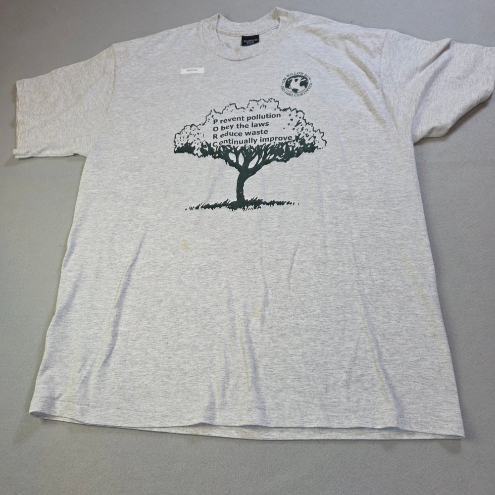Vintage GM Willow Run ISO 14001 Graphic T-Shirt XL Gray Made in USA Platinum
